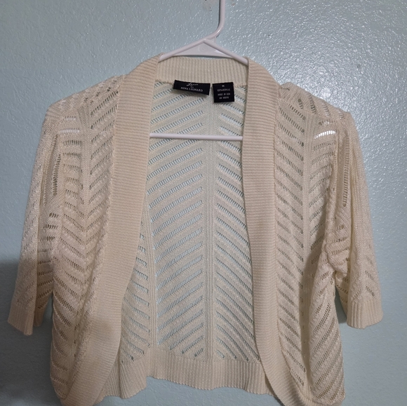 👚4 for $9 Nina Leonard Ivory Open-Front Cardigan - Picture 1 of 3